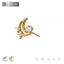 IMPLANT GRADE TITANIUM THREADLESS PUSH IN MOON BEZEL START CZ TOP PART
